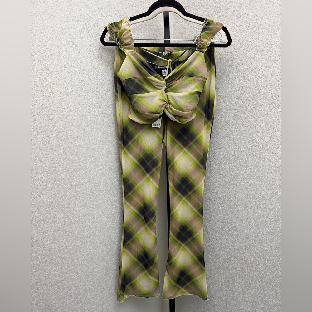 Urban Outfitters Green & Brown Plaid Boot Cut 2 piece set - Retails $99 NWT